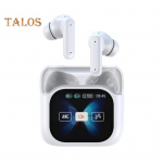 Kalbos vertimo ausinės, valdomos lietimu, suderinamos su Bluetooth, 144 kalbos, įdedamos į ausis, LCD jutiklinis ekranas, realaus laiko vertėjas balta