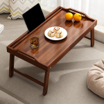 Bambukinis lovos padėklas, ne&scaron;iojamas staliukas, lanksčios sulankstomos kojelės, stačiakampis mini staliukas, skirtas patiekimui ant grindų brown