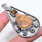 Picture Jasper, Topaz 925 Sterling Silver Jewelry Pendant 2.64 g0e12