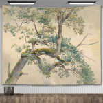 Vintažinis medžio gobelenas sienų menas akvarelės tapybos esteti&scaron;ka miegamojo dekoracija botaniniai gobelenai namams vakarėlių fonai 102x127cm 50x40in