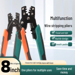 8 colių daugiafunkcinės vielos užspaudimo ir nuėmimo replės elektrikams 8 inch 200mm stripping pliers [Orange]