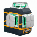 CIGMAN CM-801 3x360&deg; savaime i&scaron;silyginantis lazerinis nivelyras, 3D Green Cross Line, IP54, su dvigubomis įkraunamomis baterijomis CM-801 geltona/mėlyna