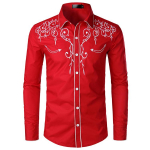 Vyri&scaron;ki vakarieti&scaron;ki kaubojų siuvinėti mar&scaron;kiniai Slim Fit, laisvalaikio mar&scaron;kinėliai ilgomis rankovėmis, užsegami vakarėliui, S-2XL XXXL