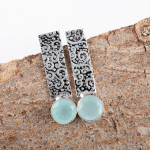 Akvamarino chalcedono brangakmenių papuo&scaron;alai, 925 prabos sidabro auskarai, rankų darbo nuostabūs sidabriniai auskarai, Padėkos dienos dovanai 1.23 Inches mėlyna