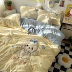 Animacinis Mink&scaron;tos Medvilnės Skalbiamas Viengulės Lovos 3 dalių Komplektas: Paklodė su guma, Paklodė, Draugi&scaron;ka odai 1.2m Bed Sheet Three-Piece Set for 1.5*2m Quilt