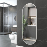 Prie sienos montuojamas viso kūno drabužių matavimosi veidrodis mergaičių miegamajam - nereikia gręžti, vertas įamžinimo veidrodis 60*40 Natural Wood / Two Mounting Options