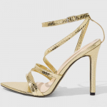 Auksinės siauros juostelės dizaino plonakulniai sandalai moterims, seksuali smailianosė, nuogos juostelės, su dirželiu per kulną, eleganti&scaron;ki banketiniai, &bdquo;Brida&ldquo; auk&scaron;takulniai moterims 42 auksas