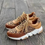 Leopardo ra&scaron;to moteri&scaron;ki laisvalaikio sportbačiai Komforti&scaron;ka platforma Suvarstomi moteri&scaron;ki vaik&scaron;čiojimo batai Madingi apvaliu priekiu, derančių spalvų moteri&scaron;ki sportiniai batai 36 leopardas