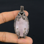 Rožinio kvarco papuo&scaron;alai, 999 varine viela apvyniotas pakabukas, rankų darbo papuo&scaron;alai i&scaron; brangakmenių, dovanos žmonai, visi&scaron;kai naujas pakabukas 2.55 Inches