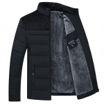 Žieminis vyri&scaron;kas pliu&scaron;inis pastorintas Parkas Stand apykakle Striukė Madinga Vyri&scaron;ka Parker paltai &Scaron;iltas Storas Paltas su užtrauktuku pamink&scaron;tintas paltas vyrams XL juoda