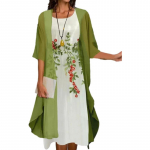 Didelio dydžio madinga moteri&scaron;ka spausdinta vakarėlio suknelė 2 vnt Megztinis Eleganti&scaron;kas apvaliu i&scaron;kirpimu Maxi Suknelės Kasdieninės ilgos &scaron;ifoninės suknelės Madingi rinkiniai M