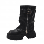 2024 Moteri&scaron;ki liekninantys retro rudos spalvos Martin batai - Storas kulnas, storas padas, briti&scaron;ko stiliaus ankle boots pavasariui ir rudeniui (Maži dydžiai) Size 38 juoda