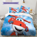 &bdquo;Super Wings&ldquo; ra&scaron;to patalynės užvalkalų komplektas, antklodės užvalkalas, pagalvės užvalkalas, namų dekoravimo dovana (1 * antklodės užvalkalas + 2 * pagalvės užvalkalai, be &scaron;erdies) 135x200cm blue