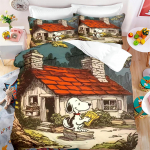 Snoopy animacinis pledas 3 dalių komplektas užvalkalas karali&scaron;ko dydžio mielas paauglių patalynė vaikų kambario dekoras namų anime dovanos vaikams AU Single(140*210cm)3pcs
