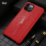 100% Originalus Dygliuotosios Žuvies Odos Dėklas Telefonui iPhone 17 Air 16 15 13 14 Pro Max 17Pro 16Pro 14Pro Pearl Fish Prabangus Galinis Dangtelis Genuine Leather&iPhone 16 Pro Max raudona