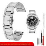 Cartier Calibre W7100037/W7100041/W7100015 Metalinė apyrankė Vyrams Auk&scaron;tos kokybės nerūdijančio plieno 23 mm Rie&scaron;o dirželis Laikrodžio apyrankės 23mm sidabras