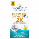 Nordic Naturals, Ultimate Omega 2X su vitaminu D3, citrinų skonio, 60 mink&scaron;tųjų kapsulių