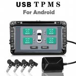 USB Android TPMS Padangų Slėgio Stebėjimo Sistema Ekrano Signalizacijos Sistema Vidiniai I&scaron;oriniai 4 Jutikliai Automobilio Navigacijos Radijui juoda