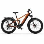 Elektrinis dviratis Dukawey Silvertip8 1000W variklis Visureigis elektrinis dviratis 52V 20AH 26 storos padangos Pilnai amortizuojamas E-dviratis Maksimali apkrova 150 kg oranžinė