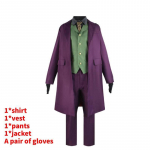 Betmenas Tamsusis riteris Džokeris Heath Ledger Cosplay kostiumas su violetiniu &scaron;varku Helovinui Role Play M