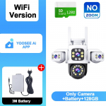 AIOOK lauko 10x ZOOM WiFi CCTV kamera HD 8MP 4K naktinio matymo dvipusis dialogas apsaugos kamera, vandeniui atspari saulės spinduliams nuotolinis stebėjimas NO ZOOM+Battery+128GB