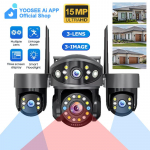 YOOSEE Ai PROGRAMĖLĖ WIFI Saugumo Kamera Trys Objektyvai HD 15MP Lauko 360&deg; PTZ CCTV Ai Judesio Detekcija Sekimas Dvipusis Interkomas Naktinis Matymas Camera