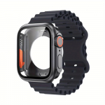 NAUJAS Stiklinis dėklas+Dirželis Apple Watch juostai 40 41 44 45 42 46mm Ekrano apsaugos dėklas Apple IWatch Series 11 10 9 8 7 6 54 44mm vidurnaktis