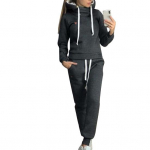 2 vnt. Moteri&scaron;ki bėgimo kostiumai Vienspalviai sportiniai kostiumai, vilnoniai pamu&scaron;alai, gobtuvai, kelnių rinkinys, moteri&scaron;ki drabužiai, didesnio dydžio 2XL