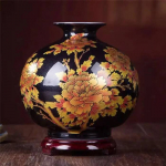Naujas Kinų stiliaus vazonas Jingdezhen Geltonos kri&scaron;tolo glazūros gėlių vazonas Namų dekoras Rankų darbo Blizgūs Famille Rose vazonai