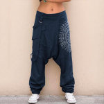 Vyri&scaron;kos laisvalaikio elastinės juosmens aptemptos kelnės Ilgos kelnės Harem Boho Low Rise Drop Crotch Retro Laisvos Kelnės Vyri&scaron;ki drabužiai S tamsiai mėlyna spalva