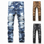 Vyri&scaron;kos kelnės plius dydžio klostuotos kelių ki&scaron;enių motociklo mar&scaron;kinėliai Jean Casual vyri&scaron;kos elastinės džinsinės kelnės 27