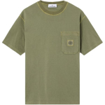 Stone Island Ss26 Fissato Dažytas drabužis Logotipo ki&scaron;enė Trumpomis rankovėmis T-shirt Vyri&scaron;kas T-shirt Skalbtas-žalias L1S152100032S0057-V015G M