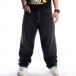 Vyri&scaron;ki laisvi juodi džinsai, gatvės tendencijos, skalbtos kelnės, mai&scaron;yti džinsai, skirti vyri&scaron;kam hiphopui, riedlentei, džinsinės kelnės, juosmens dydis 30 juoda