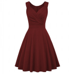 Sleeveless V Neck Fit and Flare Dress for Women Elegant A Line Knee Length Cocktail Party Dress with Pleated Bodice M vynas