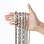 Nerūdijančio plieno Monako kubieti&scaron;ko pynimo grandinėlės 6mm-14mm 14K auksu dengtas karoliai Hip Hop papuo&scaron;alai moterims ir vyrams 24inches(60.96cm)&10mm sidabras