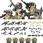 Kariniai Armijos Figūrėlės Konstruktoriai SWAT Vaiduoklis Komandos Specialiųjų Pajėgų Kareivis Ginklai Ginklas Skrybėlė Skydas Diržas AK Mini Kaladėlės Žaislas