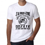Vyri&scaron;ki mar&scaron;kinėliai J'AI Peut-&Eacute;tre L'air De T'&Eacute;couter mais dans Ma Tete Je suis sur Mon V&eacute;lo mar&scaron;kinėliai XS balta