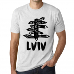 Vyri&scaron;ki vintažiniai mar&scaron;kinėliai Grafiniai mar&scaron;kinėliai Laikas naujiems nuotykiams &bdquo;Lviv Vintage White&ldquo;. XS baltos spalvos nuo blyksnio