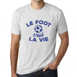 Vyri&scaron;ki vintažiniai mar&scaron;kinėliai su grafika, mar&scaron;kinėliai Le Foot C'est la Vie, vintažiniai balti XS baltos spalvos nuo blyksnio