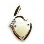 Les Tr&eacute;sors De Lily [E8674] - Pendentif Argent artisanal 'D&eacute;esse Opale' blanc argent&eacute; (rhodi&eacute;) - 17x10 mm