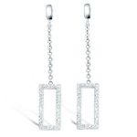 Les Tr&eacute;sors De Lily [L7684] - Boucles Argent 'Sissi' blanc argent&eacute; (rhodi&eacute;) - 46x6 mm