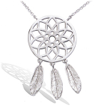 Les Tr&eacute;sors De Lily [P1253] - Collier Argent 'Navajos' argent&eacute; (rhodi&eacute;) dreamcatcher attrape r&ecirc;ves - 35x20 mm
