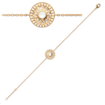Les Tr&eacute;sors De Lily [Q6300] - Bracelet Plaqu&eacute; Or 'Cl&eacute;opatra' pierre de lune dor&eacute; - 18 cm 13 mm