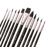 12 vnt Profesionalūs &scaron;epečiai nailoniniams plaukams gležnos medinės rankenos teptukų dažymo &scaron;epečių rinkinys 12pcs juoda