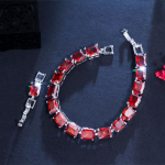 CMM Kalėdų gimtadienio dovanų stačiakampio kubinio cirkonio teniso apyrankės rubinas