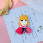 Blucome Bow Girl Sagė Akrilinis Animacinių filmų mados mergaičių segtukų krep&scaron;io priedai raudona