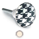 Les Tr&eacute;sors De Lily [A0403] &ndash; Keraminė baldų rankenėlė &bdquo;Boho&ldquo; juoda balta &ndash; 65x35 mm (skalikas) juoda