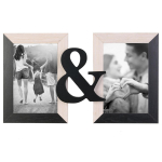 Les Tr&eacute;sors De Lily [A1653] - Cadre photo duo bois 'Toi & Moi' beige noir (2 photos ) - 31x18 cm juoda