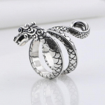 Foxanry Dragon Geometrinis žiedas moterims Vyrams Perdėta asmenybė Hip Hop Vakarėlis Papuo&scaron;alai Priedai Dovanos 17mm sidabras