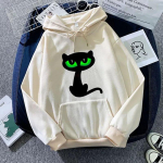 Moteri&scaron;ki madingi gobtuvai Laisvalaikio stiliaus vir&scaron;elis ilgomis rankovėmis su ki&scaron;eniniu megztiniu Laisvas megztinis Pavasaris Rudens Palaidinės Katės margintas gobtuvas M pilka